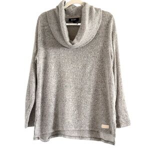 DKNY Heather Gray Cowl Neck Long-Sleeve Sweater Large